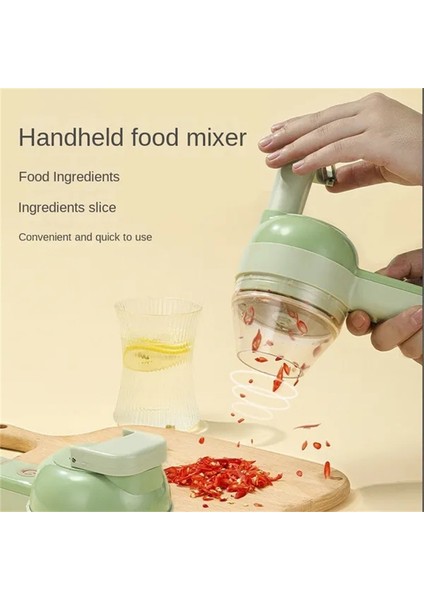 Yeşil Stil 4ın1 Çok Fonksiyonlu Elektrikli Sebze Kesici Dilimleme Sarımsak Çamur Ezici Pres Mikser Gıda Dilim Gadget Mutfak Aksesuarları (Yurt Dışından) indirimleri