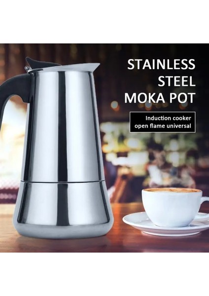 450ML Stili Paslanmaz Çelik Cezve Mocha Espresso Latte Percolator Soba Kahve Makinesi Pot Percolator Içecek Aracı Cafetiere Fincan (Yurt Dışından) fiyatları