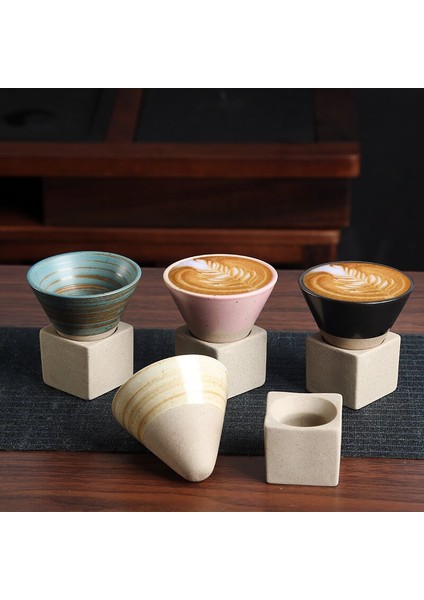Mavi Stil 100ML 100 ml Yaratıcı Retro Seramik Kahve Kupa Japon Konik Kaba Çömlek Çay Bardağı Latte Çekme Çiçek Porselen Bardak Ev Kupa (Yurt Dışından) fiyatları