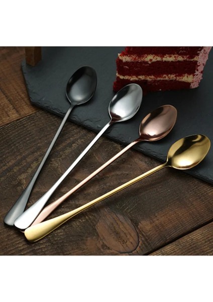 Gümüş Tarzı 1 Adet Uzun Saplı Kaşık Oval Paslanmaz Çelik Tatlı Dondurma Kaşık Süt Kahve Karıştırma Kaşığı Kupa Hediye Için Sofra Takımı Aksesuarları (Yurt Dışından) fiyatları