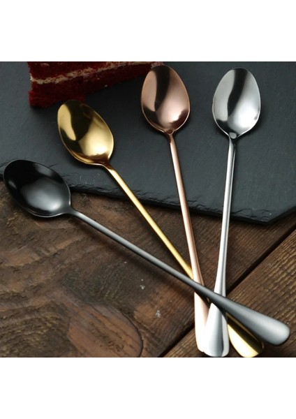 Gümüş Tarzı 1 Adet Uzun Saplı Kaşık Oval Paslanmaz Çelik Tatlı Dondurma Kaşık Süt Kahve Karıştırma Kaşığı Kupa Hediye Için Sofra Takımı Aksesuarları (Yurt Dışından) modelleri