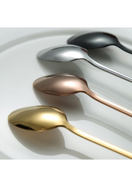 Gümüş Tarzı 1 Adet Uzun Saplı Kaşık Oval Paslanmaz Çelik Tatlı Dondurma Kaşık Süt Kahve Karıştırma Kaşığı Kupa Hediye Için Sofra Takımı Aksesuarları (Yurt Dışından) indirimleri