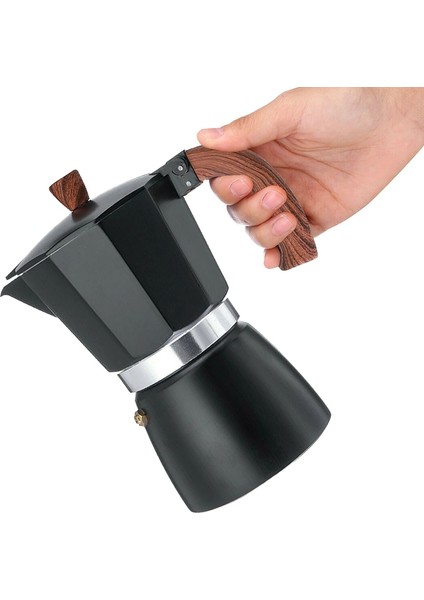 Lake Green 300ML Stili Kahve Makinesi Alüminyum Mocha Espresso Percolator Pot Ahşap Saplı Kahve Makinesi Moka Pot 1 Fincan Fincan Ocak Kahve Makinesi (Yurt Dışından)