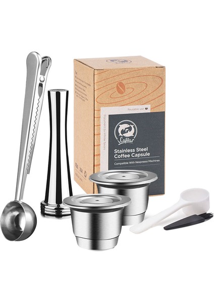 2pc-Ti Tarzı Yeniden Kullanılabilir Nespresso Kahve Kapsülleri Bardak Paslanmaz Çelik Doldurulabilir Kahve Kapsülü Dolum Filtresi Cof Ware (Yurt Dışından)