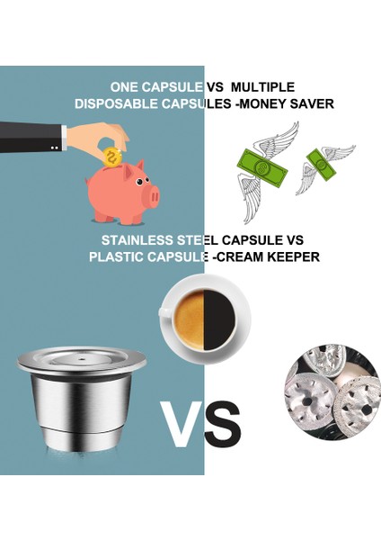 2pc-Ti Tarzı Yeniden Kullanılabilir Nespresso Kahve Kapsülleri Bardak Paslanmaz Çelik Doldurulabilir Kahve Kapsülü Dolum Filtresi Cof Ware (Yurt Dışından)