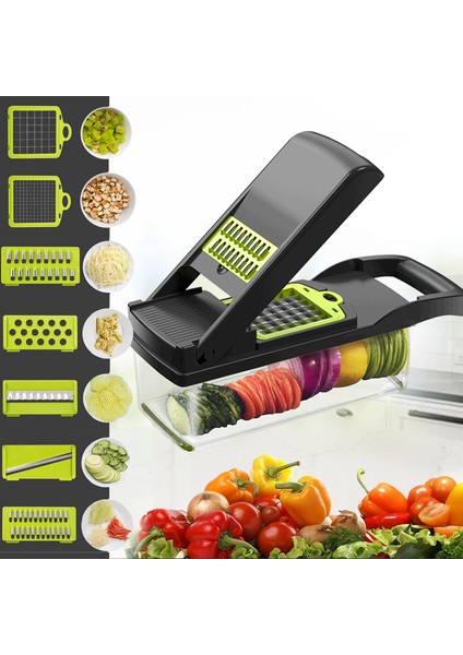 Gri Tarzı 14 In 1 Çok Fonksiyonlu Sebze Kesici Patates Dilimleme Havuç Rende Mutfak Aksesuarları Alet Çelik Bıçak Mutfak Aracı (Yurt Dışından) fiyatları