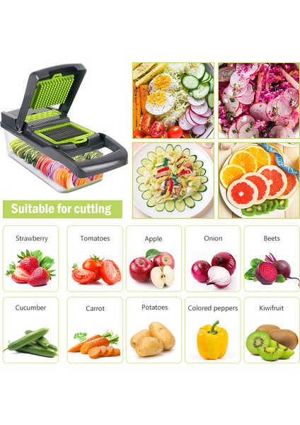 Gri Tarzı 14 In 1 Çok Fonksiyonlu Sebze Kesici Patates Dilimleme Havuç Rende Mutfak Aksesuarları Alet Çelik Bıçak Mutfak Aracı (Yurt Dışından) modelleri