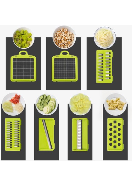 Gri Tarzı 14 In 1 Çok Fonksiyonlu Sebze Kesici Patates Dilimleme Havuç Rende Mutfak Aksesuarları Alet Çelik Bıçak Mutfak Aracı (Yurt Dışından) fırsatları