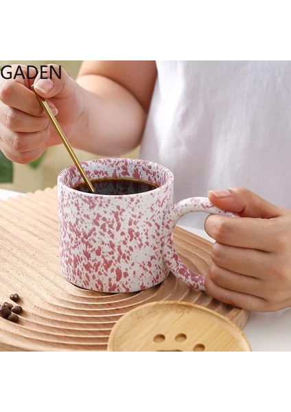 3 Adet-Mürekkep Nokta-Mavi Tarzı 320ML Mürekkep Nokta Seramik Kahve Fincanı Kahvaltı Fincan Ofis Kahve Fincanı Yuvarlak Saplı Ev Sehpa Dekorasyon Mutfak Bar Malzemeleri (Yurt Dışından)