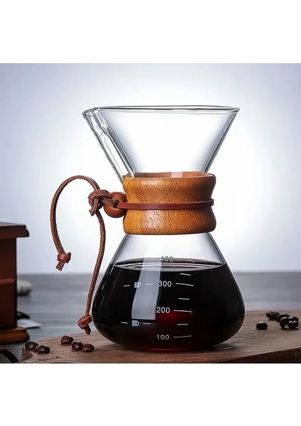 400ML Filtre Stili Yok 400ML 600ML 800ML Dayanıklı Cam Kahve Su Isıtıcısı Paslanmaz Çelik Filtre Damlatıcı Haşlanma Önleyici Ahşap Saplı Brewer Pot Barista Araçları (Yurt Dışından)