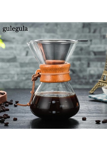 400ML Filtre Stili Yok 400ML 600ML 800ML Dayanıklı Cam Kahve Su Isıtıcısı Paslanmaz Çelik Filtre Damlatıcı Haşlanma Önleyici Ahşap Saplı Brewer Pot Barista Araçları (Yurt Dışından) indirimleri