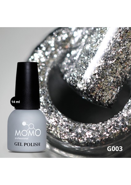 Glitter Kalıcı Oje G003, Yoğun Gümüş Parıltılı, 14 ml