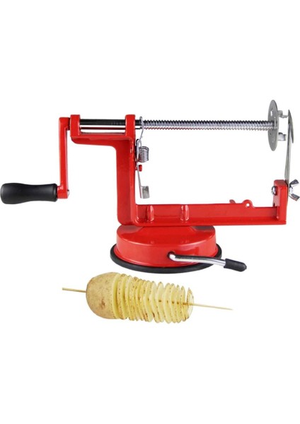 Manuel Kırmızı Paslanmaz Çelik Bükülmüş Patates Elma Dilimleme Spiral Patates Kızartma Kesici (Yurt Dışından)