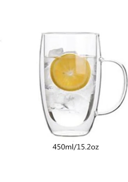 450 ml Sap Stili ile 4 Adet Çift Cidarlı Espresso Fincanı ml Kupa Kahve Fincanı Isıya Dayanıklı Şeffaf Cam Bardak Su Bardağı Süt Bardağı (Yurt Dışından)