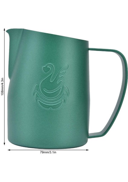 Yeşil Stil 450ML Paslanmaz Çelik Süt Sürahisi Kahve Köpürtme Sürahi Kahve Zanaat Latte Cappuccino Süt Kremalı Fincan Kahve Için (Yurt Dışından)
