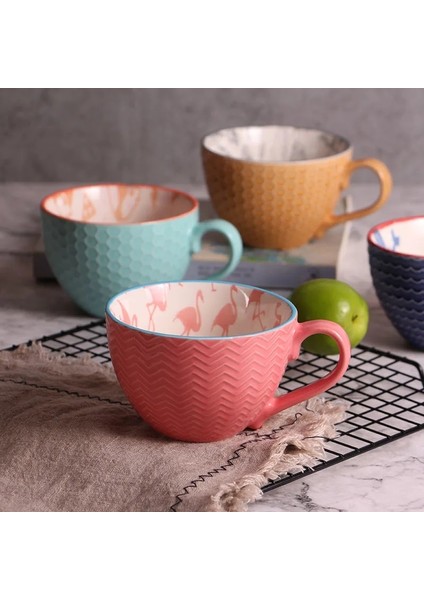 No.17 Stili Renkli Seramik El Boyalı Kahve Fincanı Yaratıcı Vintage Kupalar Cafe Bar Malzemeleri Kabartmalı Kişilik Kahvaltı Fincan Kupa (Yurt Dışından) fırsatları