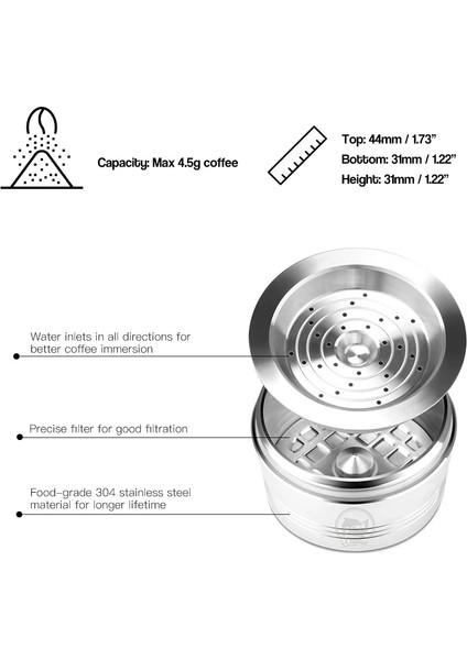Gök Mavisi Tarzı Icafilas Paslanmaz Çelik Cafissimo Doldurulabilir Yeniden Kullanılabilir Kahve Kapsülü Caffitally Puretchibo Classic Için Cafeteira Filtresi (Yurt Dışından) modelleri