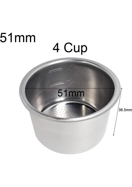 51MM 4 Kupa Stili Filtre Kahve Portafiltre Fincan mm Filtre Sepeti Kahve Kaşığı Dozaj Halkası Fırça Süt Fincan Havlu Mat Aksesuarlar (Yurt Dışından)