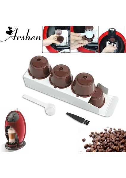 Arsheset Dolce Gusto Plsatic Kaşıklı Doldurulabilir Kahve Kapsülü Bru Times Yeniden Kullanılabilir Uyumlu Nescafe Dolce Gusto (Yurt Dışından)