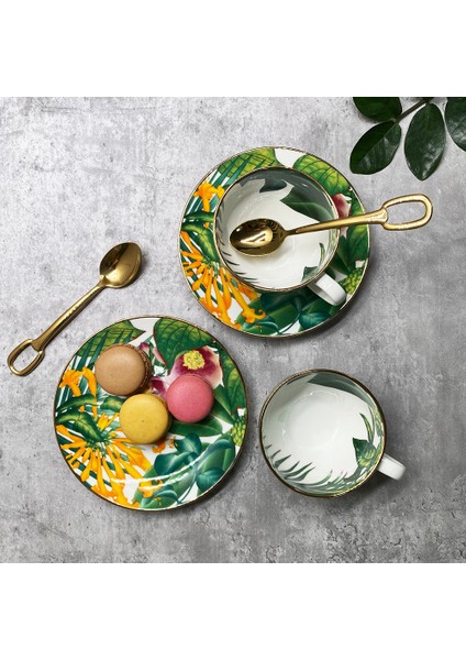 No.20 Tarzı Zarif Stil Catering Porselen Fincan Çok Stil Basit Seramik Kahve Fincanı ve Tabak Tabağı Desen Seti 2 Set Kutu ile (Yurt Dışından)