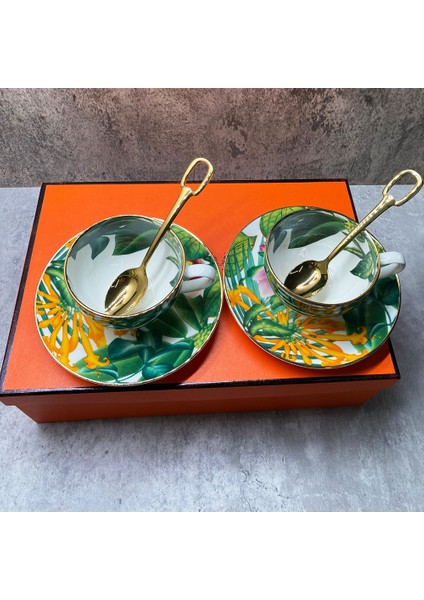 No.20 Tarzı Zarif Stil Catering Porselen Fincan Çok Stil Basit Seramik Kahve Fincanı ve Tabak Tabağı Desen Seti 2 Set Kutu ile (Yurt Dışından)
