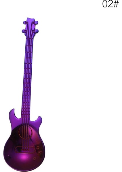 Mor Gitar Tarzı 1 Adet Paslanmaz Çelik Karikatür Gitar Kaşığı Yaratıcı Süt Kahve Kaşığı Dondurma Şeker Çay Kaşığı Aksesuarları Içme Araçları (Yurt Dışından)