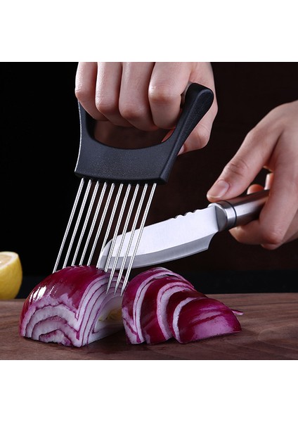 Siyah Stil 1 Adet Kolay Soğan Kesici Tutucu Sebze Dilimleme Kesme Aletleri Paslanmaz Çelik Et Patates Meyve Dilimleme Tutucu Çatal Mutfak Aletleri (Yurt Dışından) fiyatları