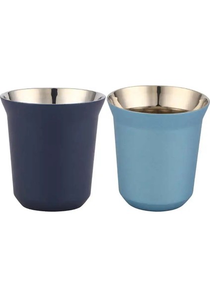 Lacivert Tarzı 160 ml Paslanmaz Çelik Kahve Fincanı Çift Duvar Yalıtımlı Kapsül Bardak Kupa Süt Fincan Ev Kahve Dükkanı Drinkware Kahve Fincanı (Yurt Dışından) fiyatları