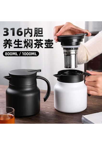 Siyah Stil 800 ml ml Paslanmaz Çelik Cezve Isı Yalıtım Çaydanlık Taşınabilir Büyük Kapasiteli Su Isıtıcısı (Yurt Dışından) fiyatları