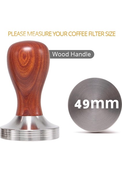 Ahşap 49MM Tarzı Espresso Tamper - Paslanmaz Çelik Tabanlı Premium Barista Kahve Sabotaj ve Silikon Kahve Sabotaj Mat (Mm) (Yurt Dışından)