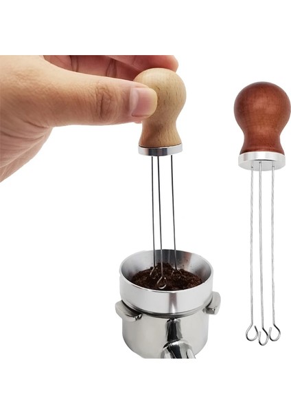Şerit Yüzük 53MM Tarzı Masif Ahşap Saplı Paslanmaz Çelik Espresso Kahve Sabotaj Karıştırma Iğnesi Filtre Kahve Porfilter Makinesi Araçları (Yurt Dışından) indirimleri