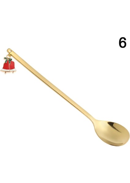 Altın-6 Tarzı Yeni Yıl Paslanmaz Noel Kaşığı Noel Hediyeleri Parti Masa Süsleri Süt Kahve Kaşığı Noel Mutfak Süslemeleri Yemek Takımı (Yurt Dışından)