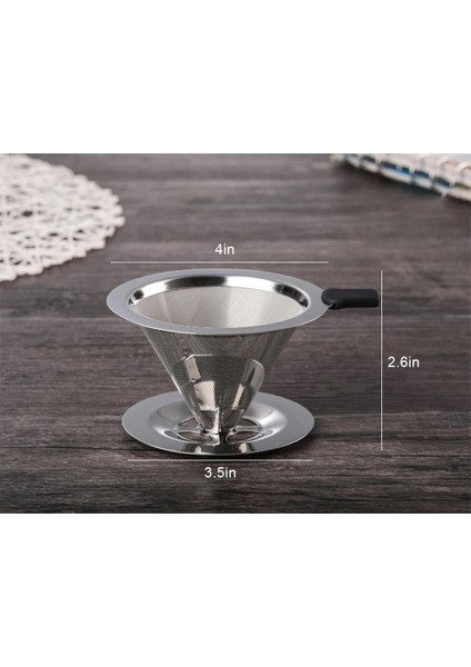 Üzerine Dökün Kahve Damlatıcı Paslanmaz Çelik Kahve Filtresi Standlı Çıkarılabilir Damlatıcı Yeniden Kullanılabilir Koni Damlatıcı (Yurt Dışından) fiyatları