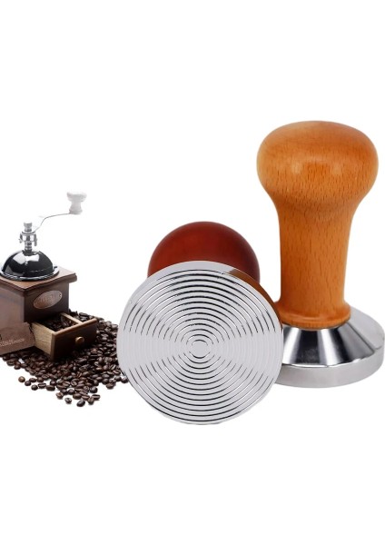 Dalgalanma Base B Stili 58MM mm Kahve Sabotaj Ahşap Saplı Barista Espresso Makinesi Öğütücü El Yapımı Kahve Tozu Çekiç Kalibre Edilmiş Basınç Sabotaj (Yurt Dışından) fırsatları
