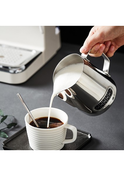 600ML-GÜMÜŞ Tarzı ml Paslanmaz Çelik Süt Köpürtücü Sürahi Termometre Göstergesi ile Süt Sürahi Barista Kahve Latte Sanat Fincan Süt Sürahisi (Yurt Dışından) modelleri
