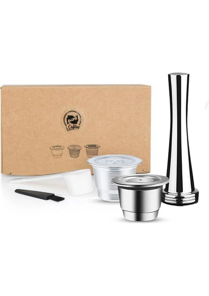 Vida ve Pres Kapak Stili Icafilasıcafilas Paslanmaz Metal Nespresso Kapsül Için Yeniden Kullanılabilir Presli Kahve Öğütücü Paslanmaz Tamper Espresso Makinesi Sepeti (Yurt Dışından)