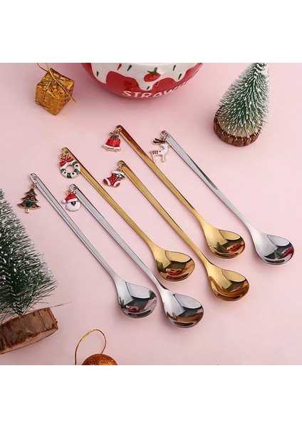C2 Stili Noel Kaşığı Vakum Kaplama Paslanmaz Çelik Kahve Kaşığı Uzun Saplı Çay Kaşığı Mutfak Sıcak Içme Sofra Takımı Damla Sg (Yurt Dışından)