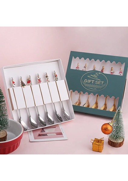 C2 Stili Noel Kaşığı Vakum Kaplama Paslanmaz Çelik Kahve Kaşığı Uzun Saplı Çay Kaşığı Mutfak Sıcak Içme Sofra Takımı Damla Sg (Yurt Dışından)