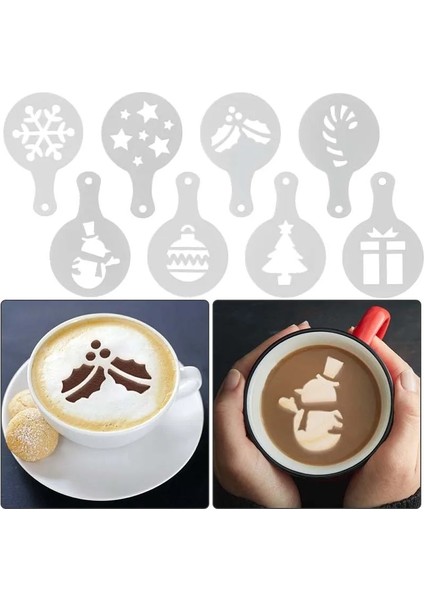 8 Adet Tarzı 8 Adet Kahve Latte Cappuccino Barista Çekme Çiçek Şablonlar Kek Şablonları Baskı Lahua Kalıp Desenleri Sprey Çiçek Kalıp Araçları (Yurt Dışından)