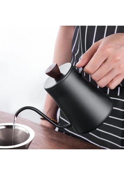Kapak Stili ile Damla Su Isıtıcısı 400ML El Yıkama Kahve Çaydanlık Yapışmaz Kaplama Gıda Sınıfı Paslanmaz Çelik Deve Boynu Damla Su Isıtıcısı Kuğu Boyun Pot (Yurt Dışından)