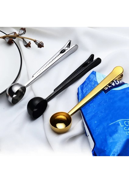 Altın Tarzı Moda Işlevli Mutfak Malzemeleri Klipsli Kahve Kaşığı Paslanmaz Çelik Çay Kahve Ölçme Fincan Kahve Kaşığı (Yurt Dışından) fiyatları