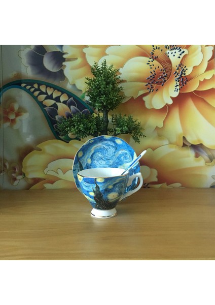 E 1 Takım Stili Yaklaşık 180ML [ Dropsg ] Starry Sky, Night Cafe, The Sower, Ayçiçekleri, Süsenler, Kayısı Çiçekleri Sanat Tablosu Kahve Kupaları Çay Bardakları (Yurt Dışından) modelleri
