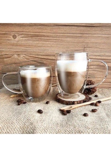 80 ml Stil 6 Adet Çift Cidarlı Espresso Fincanı ml Kupa Kahve Fincanı Isıya Dayanıklı Şeffaf Cam Bardak Su Bardağı Süt Bardağı (Yurt Dışından)