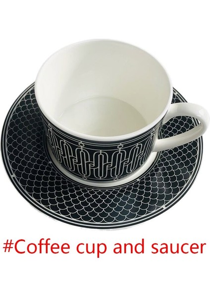 No.4 Stili Iskandinav Tarzı Kemik Çini Kahve Fincanı Tabağı Kaşık Seti 220 ml Ingiliz Cafe Porselen Çay Bardağı Gelişmiş Seramik Çay Fincanı (Yurt Dışından)