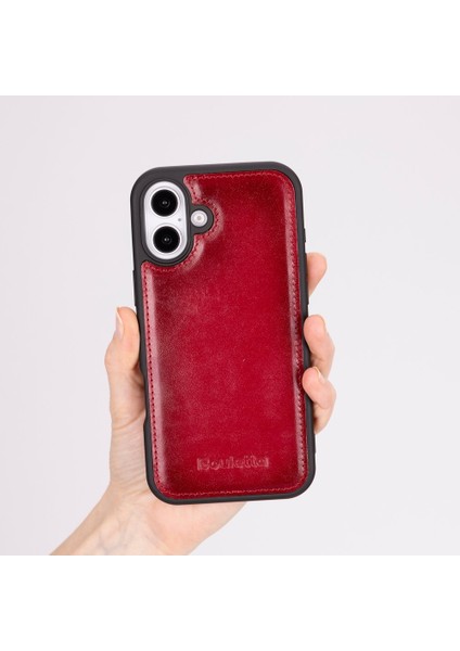 Apple iPhone 16 Plus Uyumlu, Deri, El Yapımı Kılıf, Gölgeli Kırmızı fiyatları