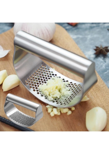 Açık Gri Tarzı Paslanmaz Çelik Sarımsak Presi Sarımsak Presi Haddeleme Araçları Öğütücü Kavisli Yüzey Kıyma Ezici Dayanıklı Ev Mutfak Pişirme Uygulaması (Yurt Dışından) indirimleri