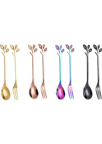 Mc1 Stili Paslanmaz Çelik Yapraklar Kaşık Çatal Kaşık Kahve Çay Kaşığı Yaratıcı Dondurma Araçları Sofra Takımı Mutfak Alet Ev Dekorasyonu (Yurt Dışından) indirimleri