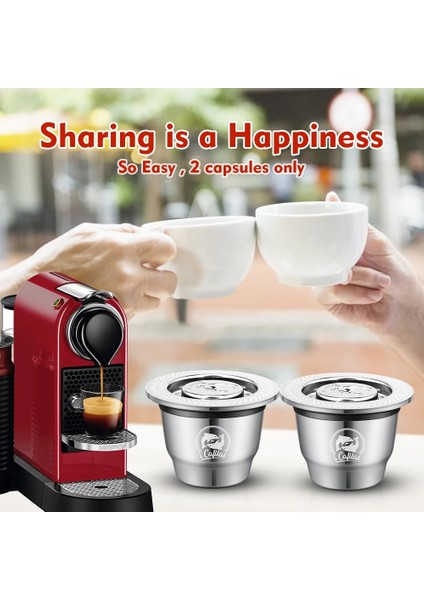 Deve Tarzı Icafilasfor Nespresso Yeniden Kullanılabilir Inox 2'si 1 Arada Kullanım Doldurulabilir Kapsül Crema Espresso Yeniden Doldurulabilir Nespresso (Yurt Dışından)