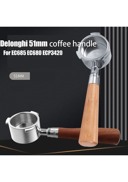 Alüminyum 1 2 4 Bardak Stili Masif Ahşap Dipsiz Kahve Yeniden Kullanılabilir Paslanmaz Çelik Filtreler Delonghi Kahve Makinesi EC680EC685 Için Portafilter (Yurt Dışından) fiyatları