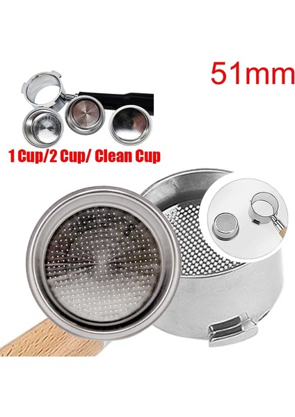 51 mm 1 2 Temiz Kupa Stili mm 1 Bardak 2 Bardak Temiz Sepet Basınçlı Kahve Makinesi Filtresi Çift Cu Paslanmaz Çelik Tek Katmanlı Portafiltre (Yurt Dışından)
